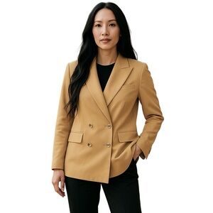 Tan Double-Breasted Women's Blazer
